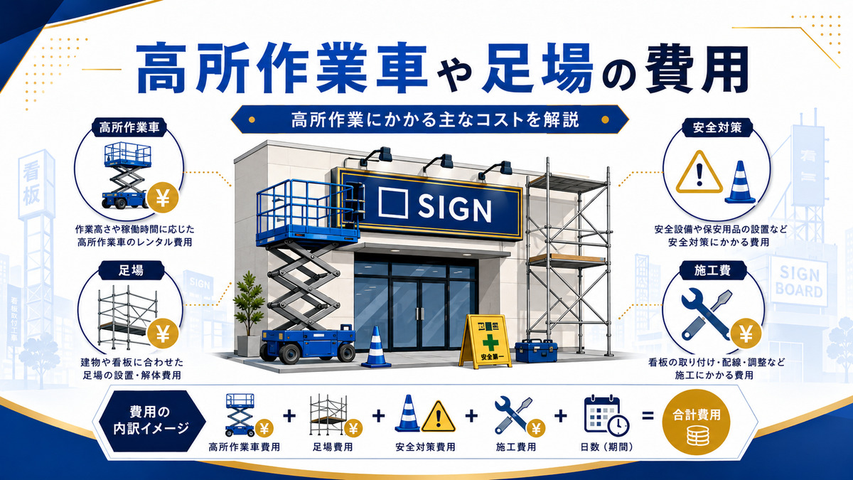 高所作業車や足場の費用を施工費や安全対策費とあわせて解説した図